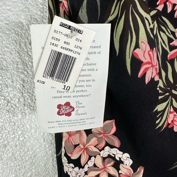 Hilo Hattie Vintage Maxi Tank Dress Black Rayon PIneapple Plumeria Size 10 NWT - Picture 6 of 7